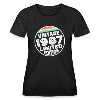 Vintage 1987 Birthday Gift Birthday Party - Women's Functional T-Shirt - black - Front - AI Model Female 172 light (172cm)