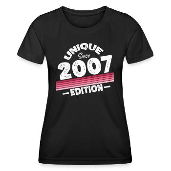 Unique depuis 2007 Edition Anniversaire Millésime 2007 - T-shirt sport Femme - noir - Devant - AI Model Female 172 light (172cm)
