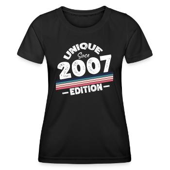 Unique depuis 2007 Edition Anniversaire Millésime 2007 - T-shirt sport Femme - noir - Devant - AI Model Female 172 light (172cm)