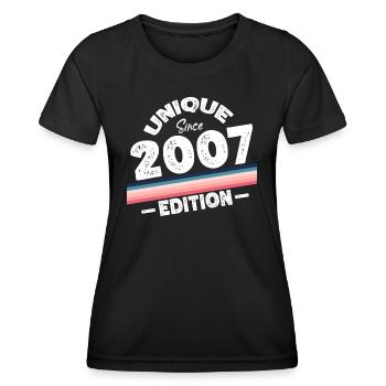 Unique depuis 2007 Edition Anniversaire Millésime 2007 - T-shirt sport Femme - noir - Devant - AI Model Female 172 light (172cm)