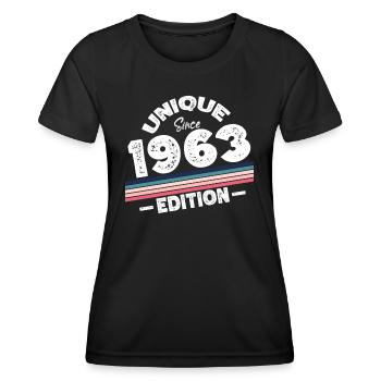 Unique depuis 1963 Edition Anniversaire Millésime 1963 - T-shirt sport Femme - noir - Devant - AI Model Female 172 light (172cm)