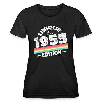 Unique depuis 1955 Edition Anniversaire Millésime 1955 - T-shirt sport Femme - noir - Devant - AI Model Female 172 light (172cm)