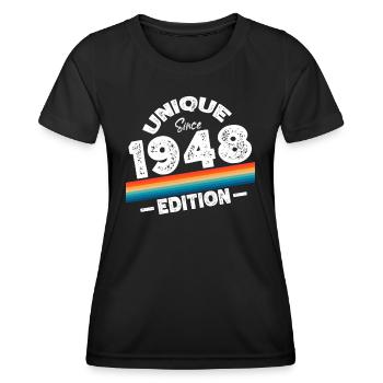 Unique Since 1948 Edition Birthday Vintage 1948 - Women's Functional T-Shirt - black - Front - AI Model Female 172 light (172cm)