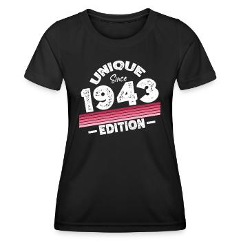 Unique Since 1943 Edition Birthday Vintage 1943 - Women's Functional T-Shirt - black - Front - AI Model Female 172 light (172cm)