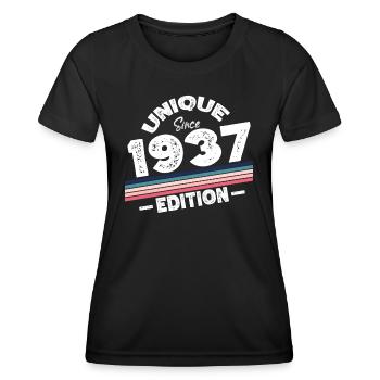 Unique depuis 1937 Edition Anniversaire Vintage 1937 - T-shirt sport Femme - noir - Devant - AI Model Female 172 light (172cm)