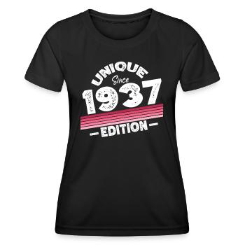 Unique depuis 1937 Edition Anniversaire Millésime 1937 - T-shirt sport Femme - noir - Devant - AI Model Female 172 light (172cm)