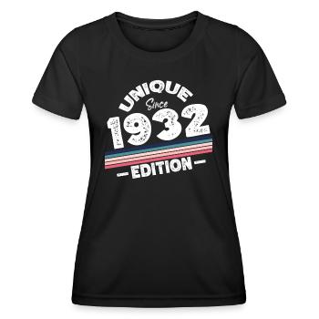 Unique depuis 1932 Edition Anniversaire Millésime 1932 - T-shirt sport Femme - noir - Devant - AI Model Female 172 light (172cm)