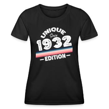 Unique depuis 1932 Edition Anniversaire Millésime 1932 - T-shirt sport Femme - noir - Devant - AI Model Female 172 light (172cm)