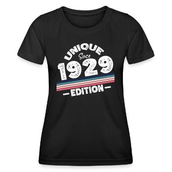 Unique seit 1929 Edition Geburtstag Vintage 1929 - Frauen Funktions-T-Shirt - Schwarz - Vorne - AI Model Female 172 light (172cm)