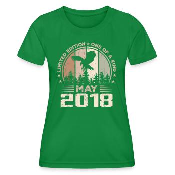 Incomparable since May 2018, 6th Anniversary - Women's Functional T-Shirt - kelly green - Front - AI Model Female 172 dark (172cm)