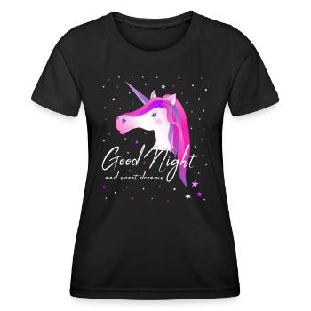 Licorne bonne nuit Chemise de sommeil - T-shirt sport Femme - noir - Devant - AI Model Female 172 light (172cm)