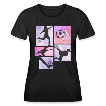 Frauen Mädchen Fußball Fußballspielerinnen - Frauen Funktions-T-Shirt - Schwarz - Vorne - AI Model Female 172 light (172cm)
