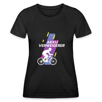 AKKU VERWEIGERER - Frauen Funktions-T-Shirt - Schwarz - Vorne - AI Model Female 172 light (172cm)