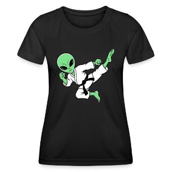 Karate Alien - Frauen Funktions-T-Shirt - Schwarz - Vorne - AI Model Female 172 light (172cm)