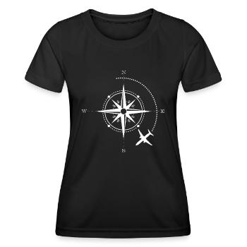 Travel Travel Compass I Love Traveling Traveller - Women's Functional T-Shirt - black - Front - AI Model Female 172 light (172cm)