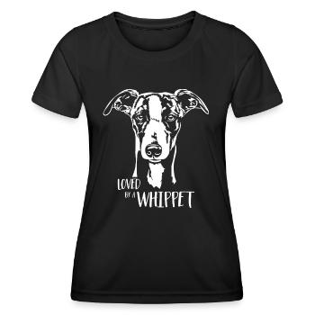 Loved by a WHIPPET dog saying Greyhound Wilsigns - Women's Functional T-Shirt - black - Front - AI Model Female 172 light (172cm)