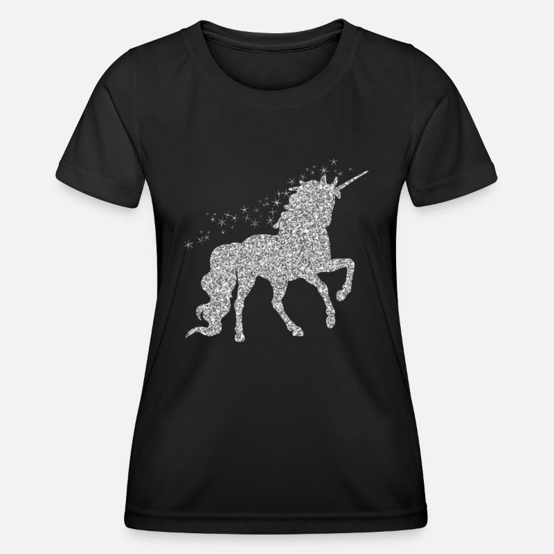 The silver glitter unicorn - Women's Functional T-Shirt - black
