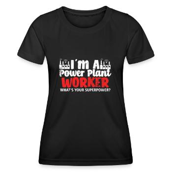 Lustiger Kraftwerk Angestellter Spruch - Frauen Funktions-T-Shirt - Schwarz - Vorne - AI Model Female 172 light (172cm)