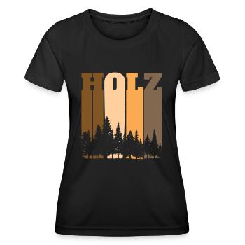 Holz Wald Silhouette Retro Shirt - Frauen Funktions-T-Shirt - Schwarz - Vorne - AI Model Female 172 light (172cm)