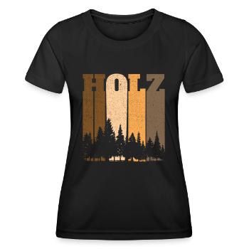 Holz Wald Silhouette Retro Shirt - Frauen Funktions-T-Shirt - Schwarz - Vorne - AI Model Female 172 light (172cm)