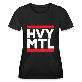 HVY MTL Heavy Metal Shortcut Rocker Biker Shirt - Frauen Funktions-T-Shirt - Schwarz - Vorne - AI Model Female 172 light (172cm)