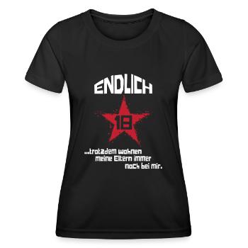 Endlich 18 Eltern wohnen noch bei mir - Frauen Funktions-T-Shirt - Schwarz - Vorne - AI Model Female 172 light (172cm)