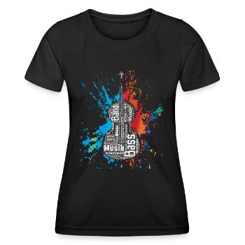 Kontrabass Wordcloud Word Cloud Geschenk - Frauen Funktions-T-Shirt - Schwarz - Vorne - AI Model Female 172 light (172cm)