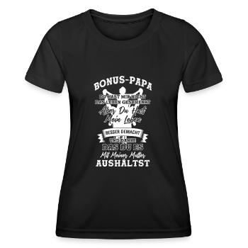Bonus Papa Sprüche - Frauen Funktions-T-Shirt - Schwarz - Vorne - AI Model Female 172 light (172cm)