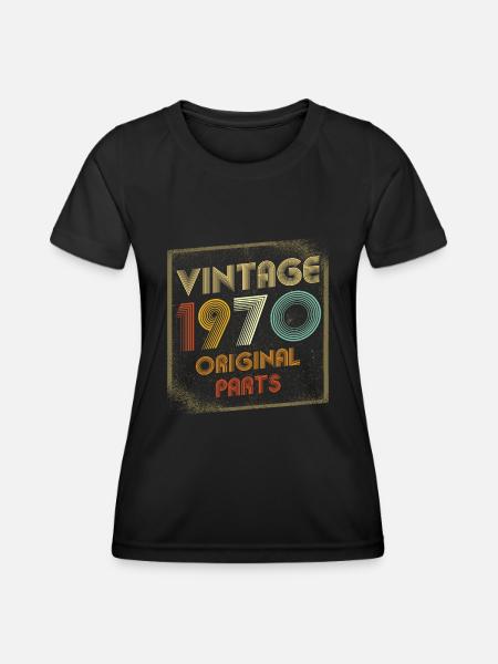 VINTAGE 1970 - Frauen Funktions-T-Shirt - Schwarz