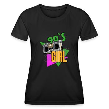 90s Girl | 90ger Jahrgang | Retro 90 Radio Musik - Frauen Funktions-T-Shirt - Schwarz - Vorne - AI Model Female 172 light (172cm)