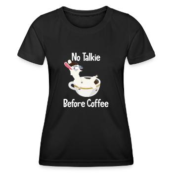 No Talkie Before Coffee Vicuna Guanaco Llama - Women's Functional T-Shirt - black - Front - AI Model Female 172 light (172cm)