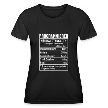 Programmierer Nährwertangaben Developer Coder - Frauen Funktions-T-Shirt - Schwarz - Vorne - AI Model Female 172 light (172cm)