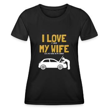 I love my Wife Mechanic Vendeur de voitures - T-shirt sport Femme - noir - Devant - AI Model Female 172 light (172cm)