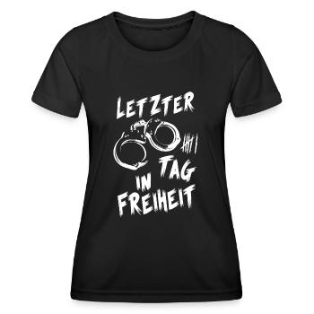 Junggesellinenabschied Letzter tag in Freiheit - Frauen Funktions-T-Shirt - Schwarz - Vorne - AI Model Female 172 light (172cm)