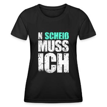 N Scheiß Muss Ich | Humor Lustig Sarkasmus - Frauen Funktions-T-Shirt - Schwarz - Vorne - AI Model Female 172 light (172cm)