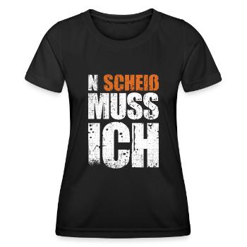 N Scheiß Muss Ich | Humor Lustig Sarkasmus - Frauen Funktions-T-Shirt - Schwarz - Vorne - AI Model Female 172 light (172cm)