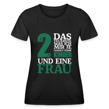Das Teuerste was ich mir je geholt habe 2 Kinder - Frauen Funktions-T-Shirt - Schwarz - Vorne - AI Model Female 172 light (172cm)