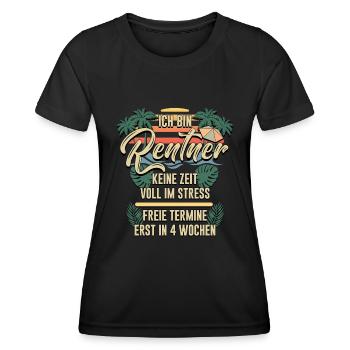 Ich bin Rentner keine Zeit voll im Stress Humor - Frauen Funktions-T-Shirt - Schwarz - Vorne - AI Model Female 172 light (172cm)