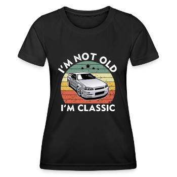 Je ne suis pas vieux, je suis classique - Coucher de soleil rétro vintage - T-shirt sport Femme - noir - Devant - AI Model Female 172 light (172cm)