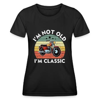Je ne suis pas vieux, je suis classique - Coucher de soleil rétro vintage - T-shirt sport Femme - noir - Devant - AI Model Female 172 light (172cm)