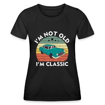 Je ne suis pas vieux, je suis classique - Coucher de soleil rétro vintage - T-shirt sport Femme - noir - Devant - AI Model Female 172 light (172cm)