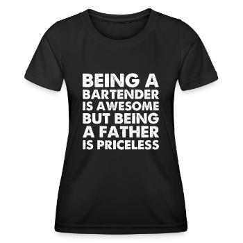 Être barman, c’est génial, mais être père - T-shirt sport Femme - noir - Devant - AI Model Female 172 light (172cm)