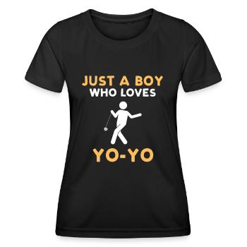 Just A Boy Who Loves Yoyo - Frauen Funktions-T-Shirt - Schwarz - Vorne - AI Model Female 172 light (172cm)
