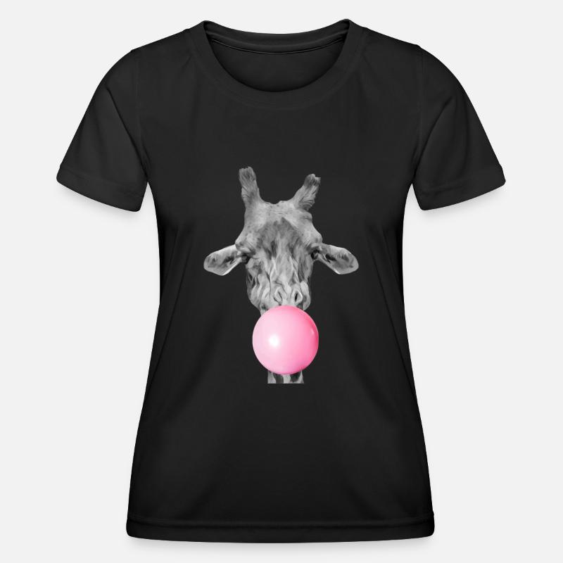 Giraffe bubblegum - Women's Functional T-Shirt - black
