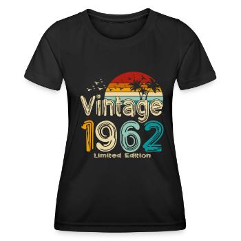 1962 Born Vintage Birthday Retro - Women's Functional T-Shirt - black - Front - AI Model Female 172 light (172cm)