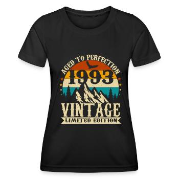 Né en 1993 Vintage Birth Retro - T-shirt sport Femme - noir - Devant - AI Model Female 172 light (172cm)