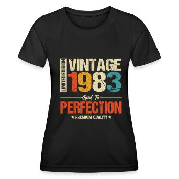 Vintage 1983 vintage anniversaire rétro cadeau - T-shirt sport Femme - noir - Devant - AI Model Female 172 light (172cm)