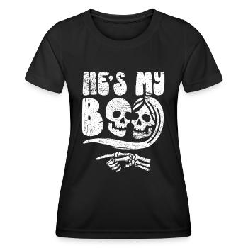 Halloween Dire Femmes Drôle C’est mon Boo - T-shirt sport Femme - noir - Devant - AI Model Female 172 light (172cm)