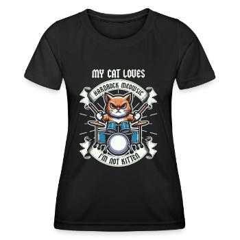 Cat Rock Music Humor Funny Gift Idea - Women's Functional T-Shirt - black - Front - AI Model Female 172 light (172cm)