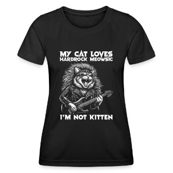Cat Rock Music Humor Funny Gift Idea - Women's Functional T-Shirt - black - Front - AI Model Female 172 light (172cm)